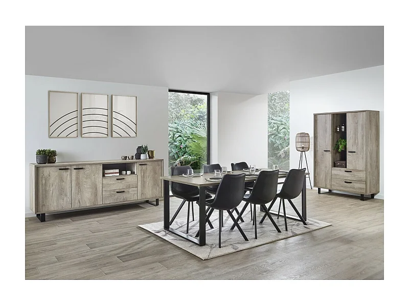 Ensemble de meubles pour salle à manger coloris chêne clair collection NEWTON.