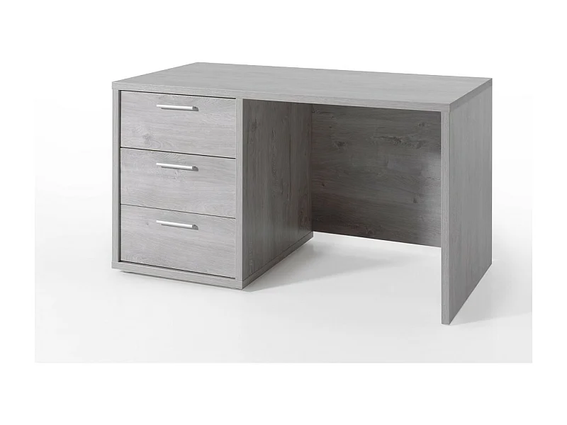 Bureau enfant robuste 3 tiroirs collection MATHEO coloris gris effet bois