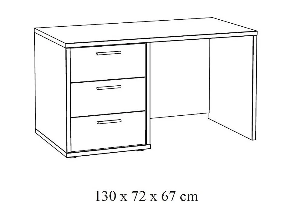 Bureau enfant robuste 3 tiroirs collection MATHEO coloris gris effet bois