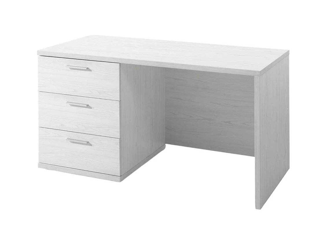 Scrivania robusta per bambini con 3 cassetti collezione OLVENA colore bianco effetto legno.