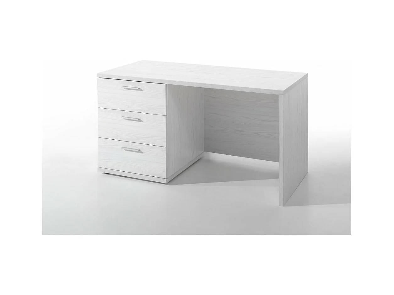 Bureau robuste pour enfant avec 3 tiroirs collection OLVENA coloris blanc effet bois.