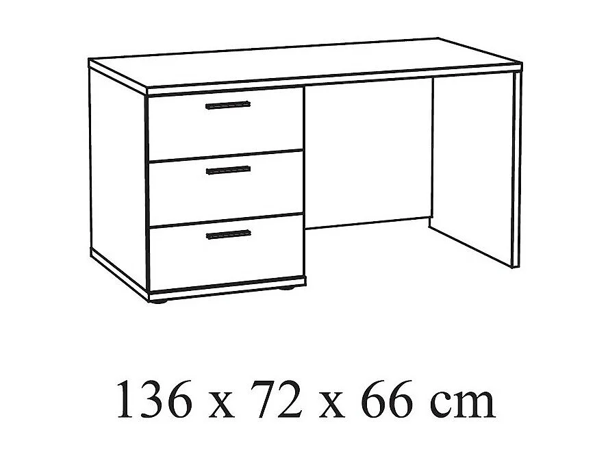 Bureau robuste pour enfant avec 3 tiroirs collection OLVENA coloris blanc effet bois.