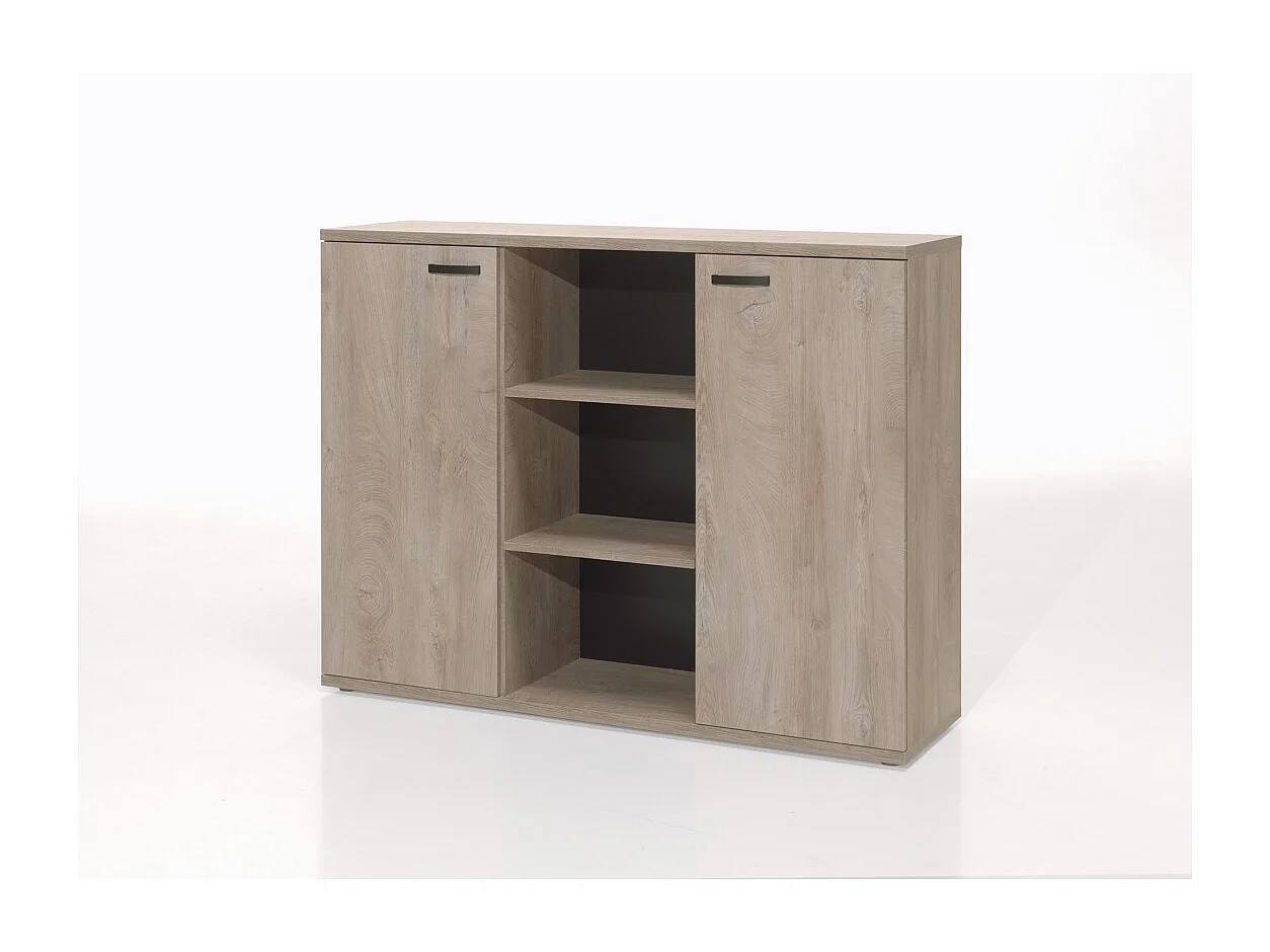 Ensemble de 5 meubles de bureau professionnel coloris chêne brut collection YUKON. Pieds métalliques