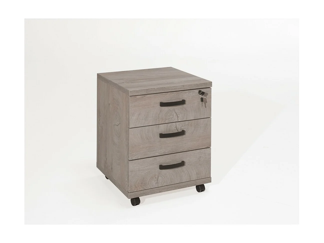 Ensemble de 5 meubles de bureau professionnel coloris chêne brut collection YUKON. Pieds métalliques