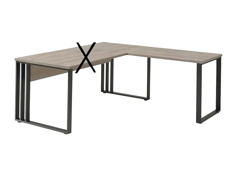 Rückwand für Büro aus der Kollektion YUKON in roher Eichenoptik und schwarzen Metallbeinen.