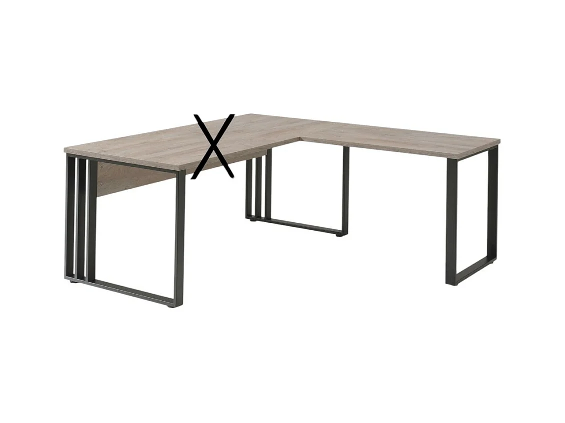 Retour de bureau YUKON – 100 cm chêne brut et pieds noirs – Extension design avec structure métallique