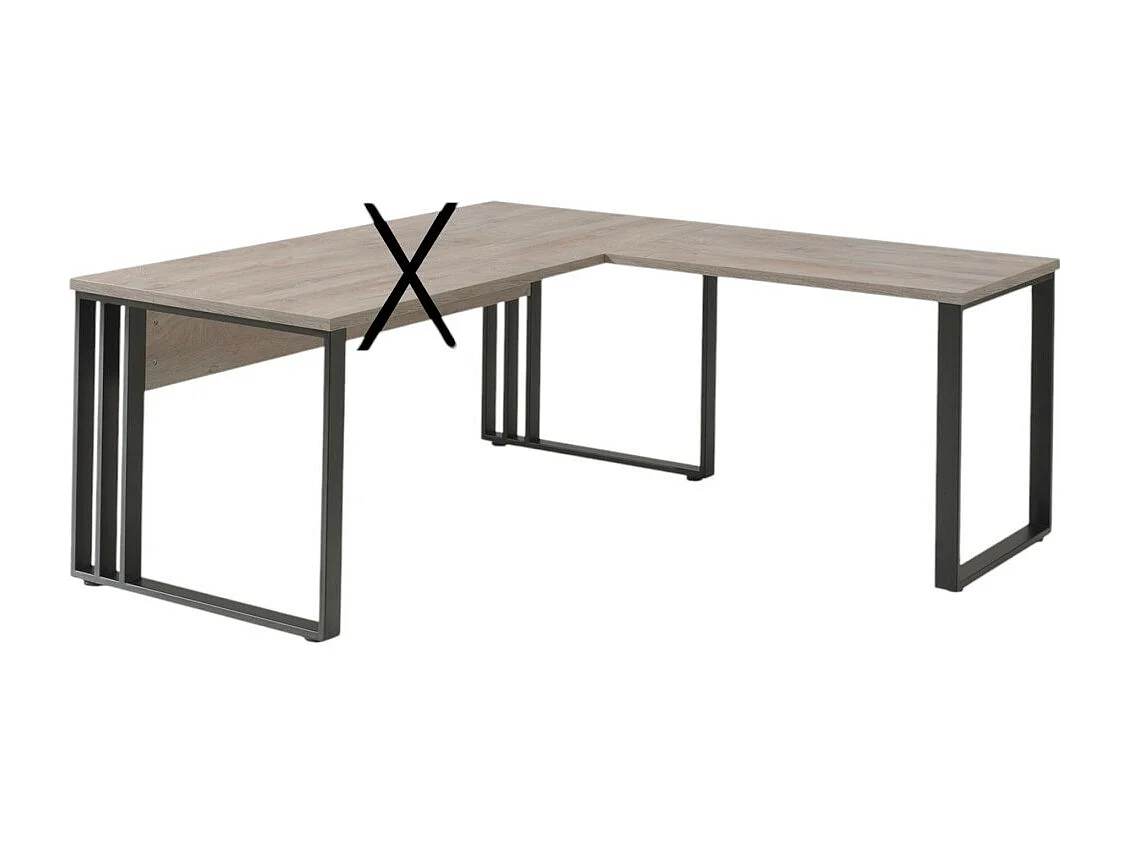 Retour de bureau YUKON – 100 cm chêne brut et pieds noirs – Extension design avec structure métallique