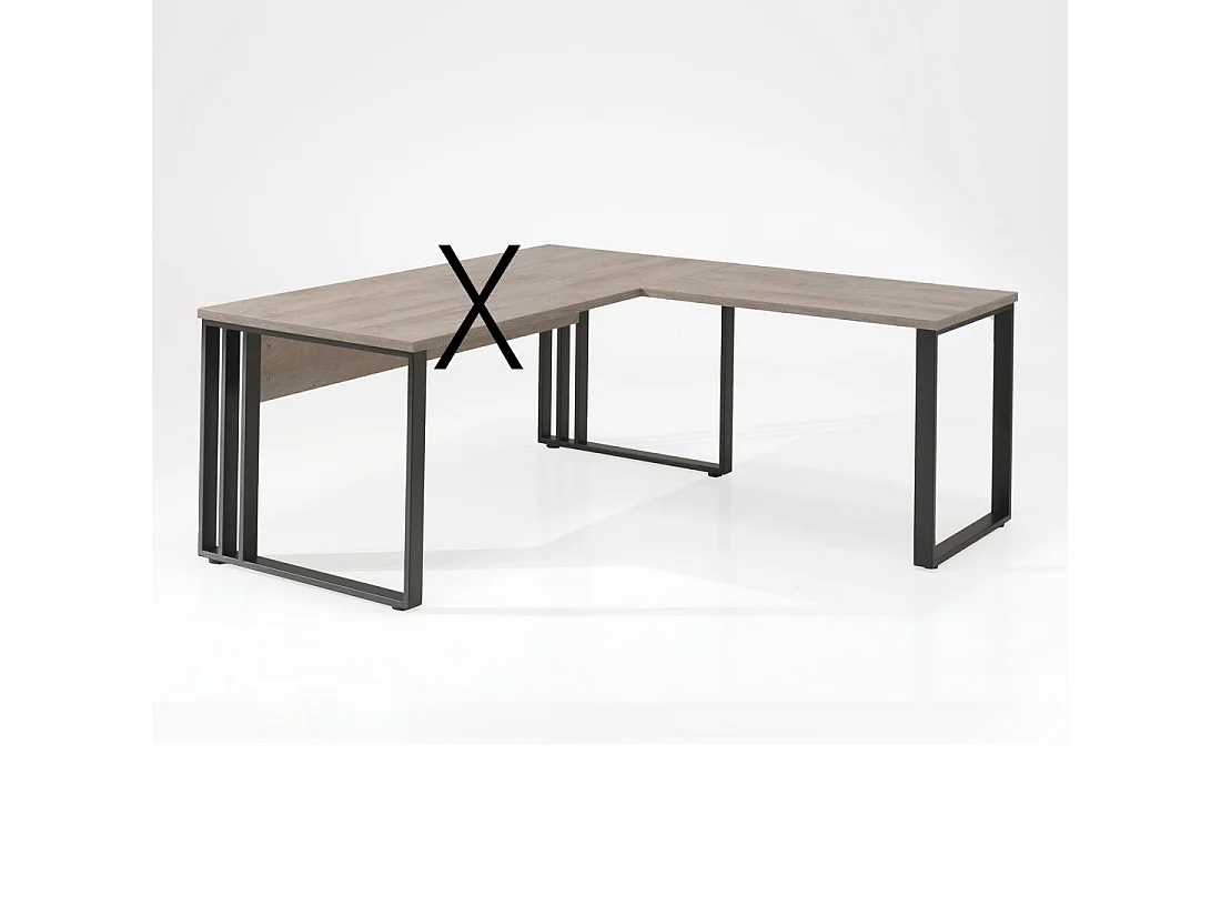 Retour de bureau YUKON – 100 cm chêne brut et pieds noirs – Extension design avec structure métallique