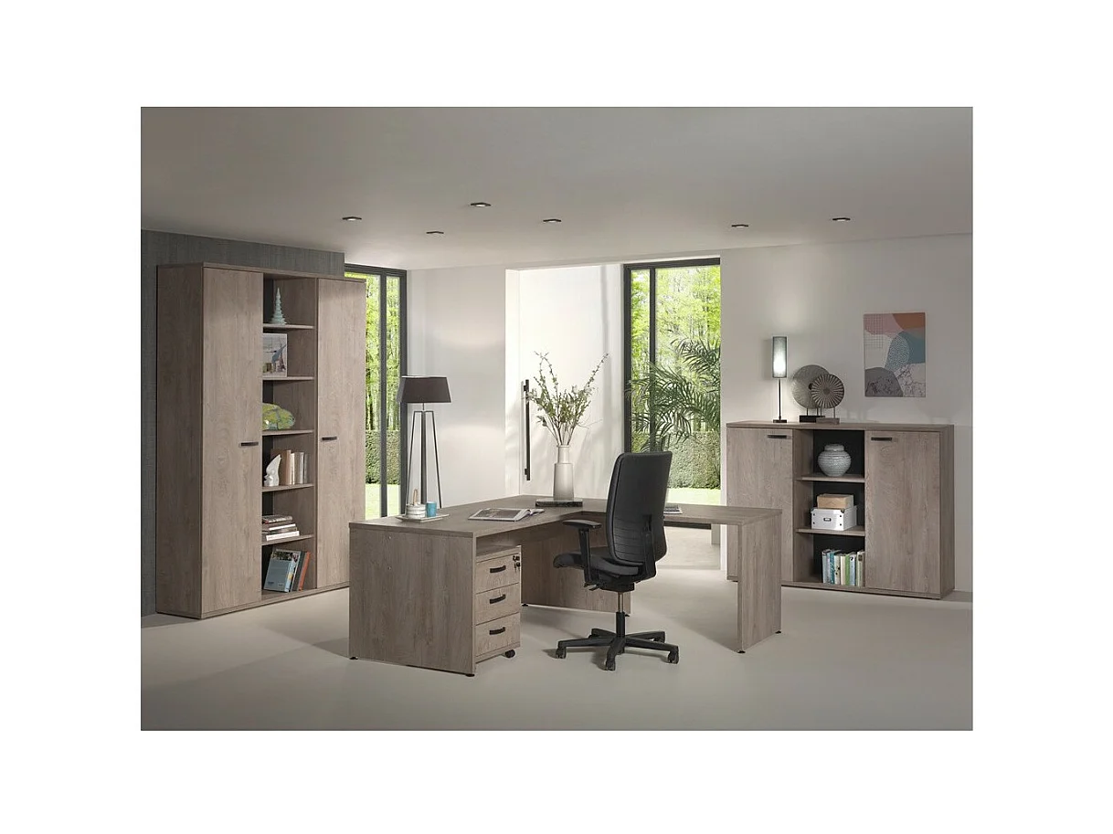 Ensemble de 5 meubles de bureau professionnel coloris chêne brut collection YUKON.