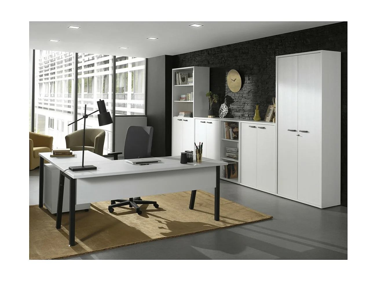 Set di 8 mobili da ufficio professionale colore bianco collezione SOON