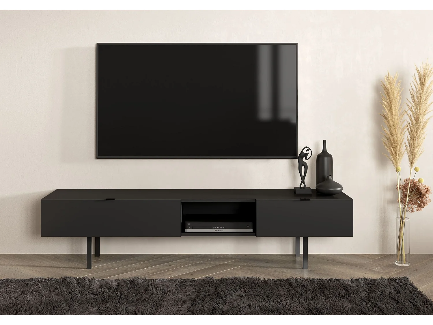 Czarna szafka RTV z szufladą Skandica MYWAY / szer. 180 cm