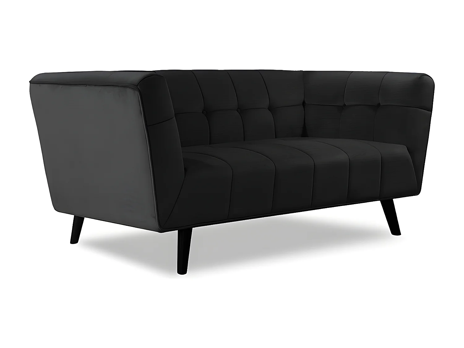 Canapé droit en velours 2 personnes Silvestre - 164x90x76cm - noir