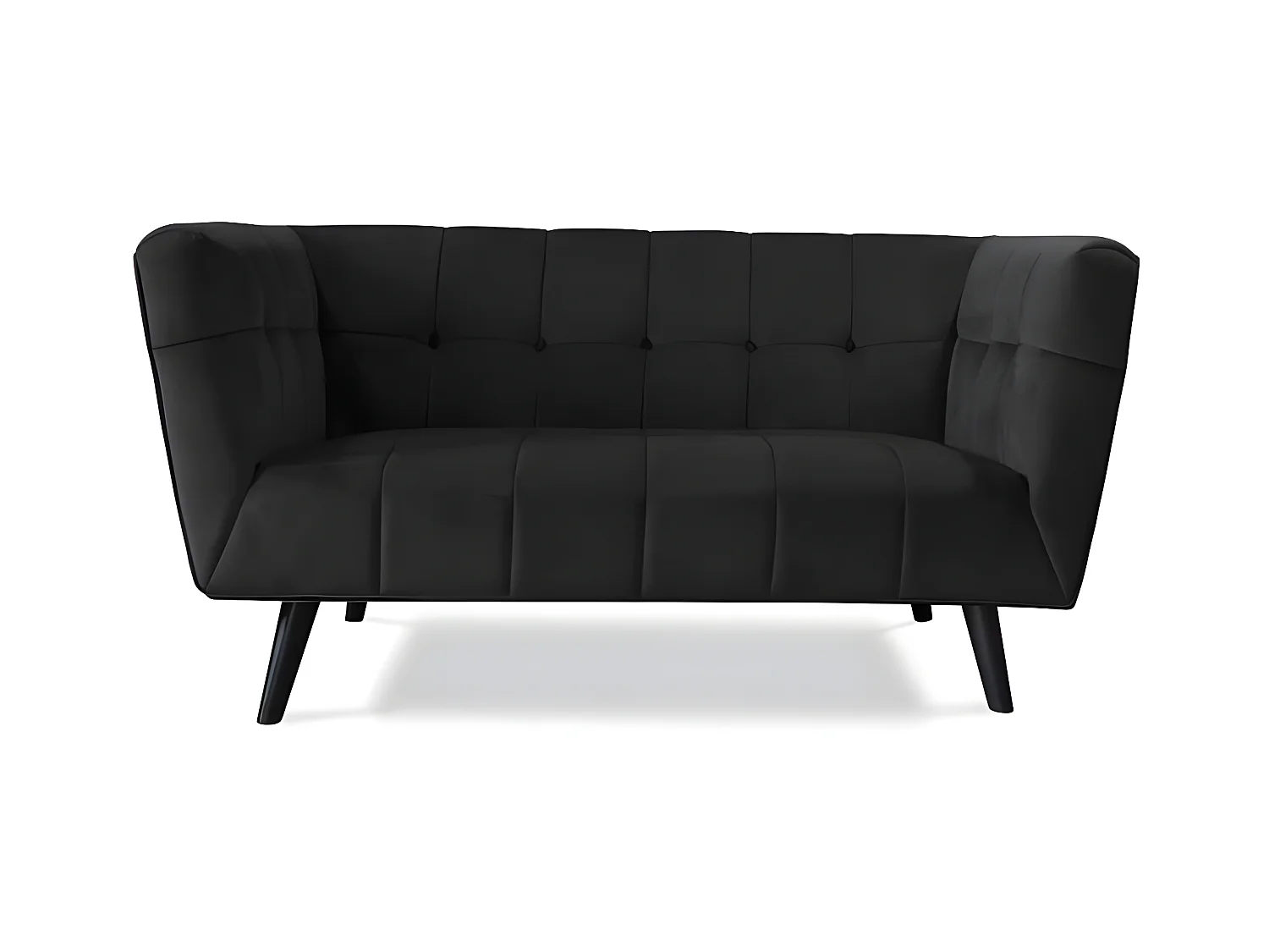 Canapé droit en velours 2 personnes Silvestre - 164x90x76cm - noir