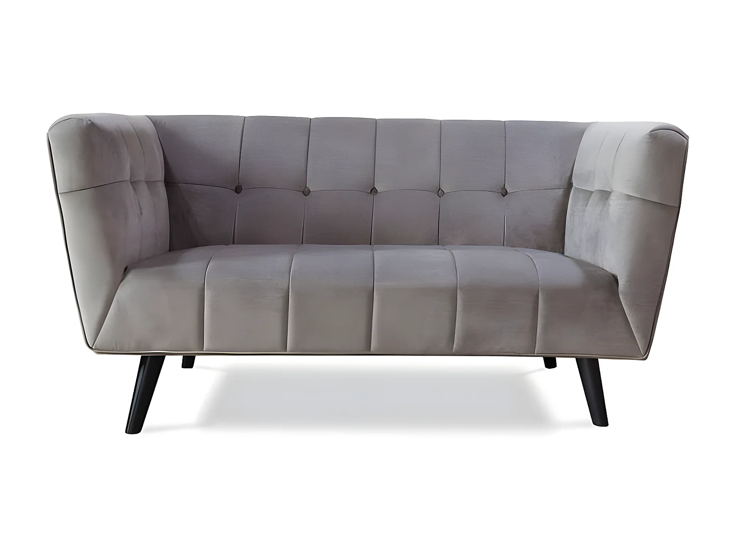 Canapé droit en velours 2 personnes Silvestre - 164x90x76cm - taupe