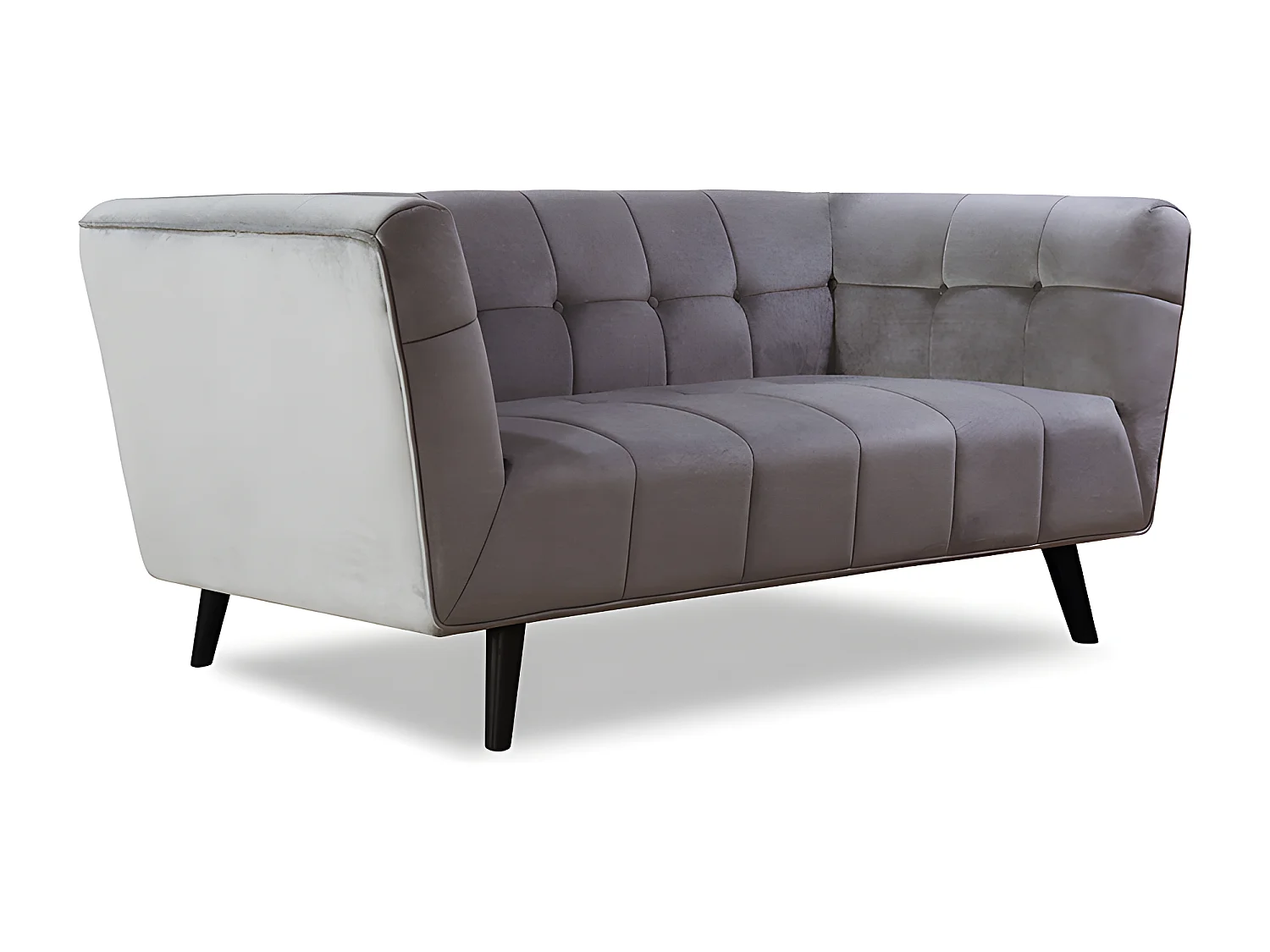 Canapé droit en velours 2 personnes Silvestre - 164x90x76cm - taupe