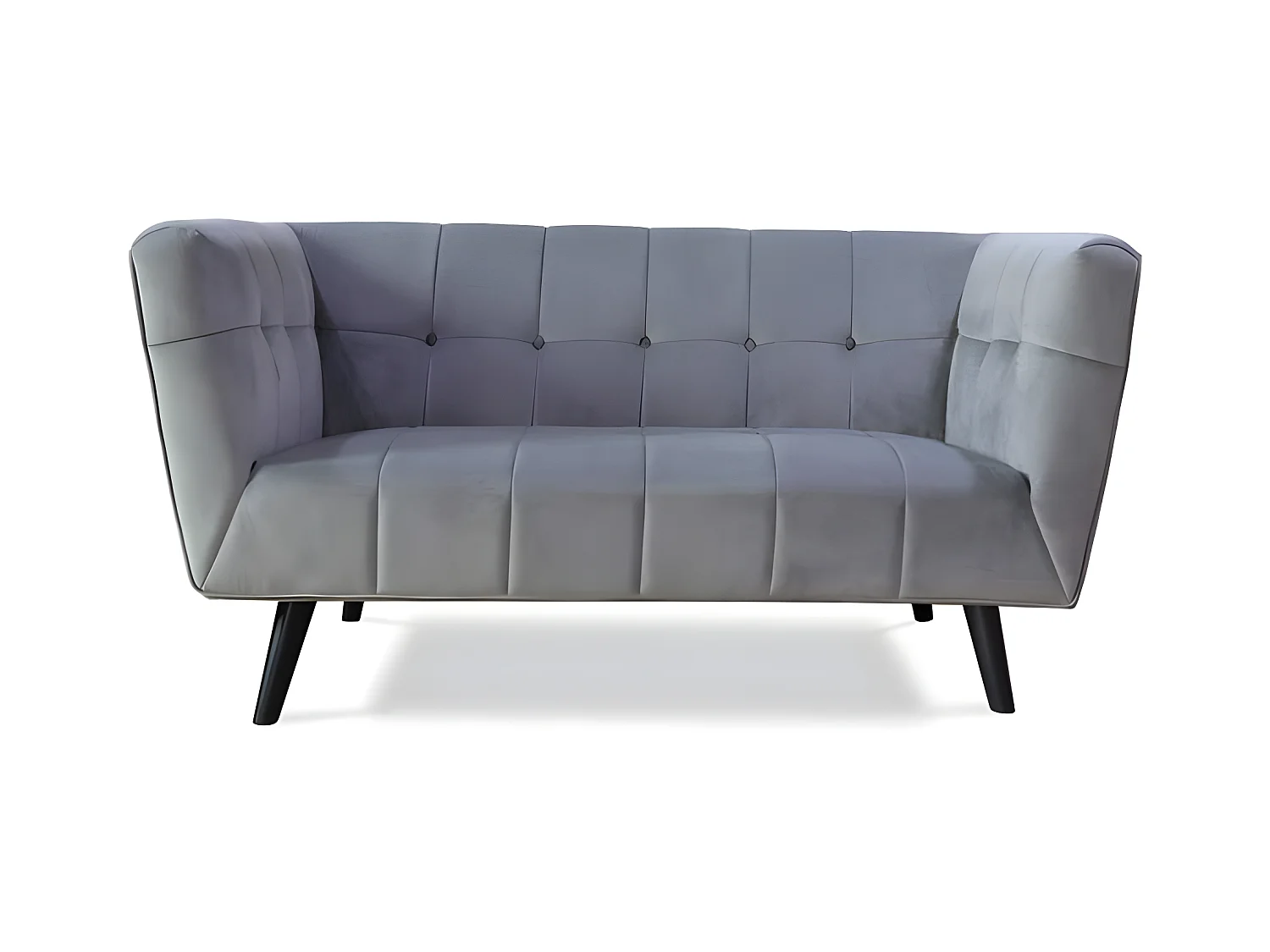 Canapé droit en velours 2 personnes Silvestre - 164x90x76cm - gris