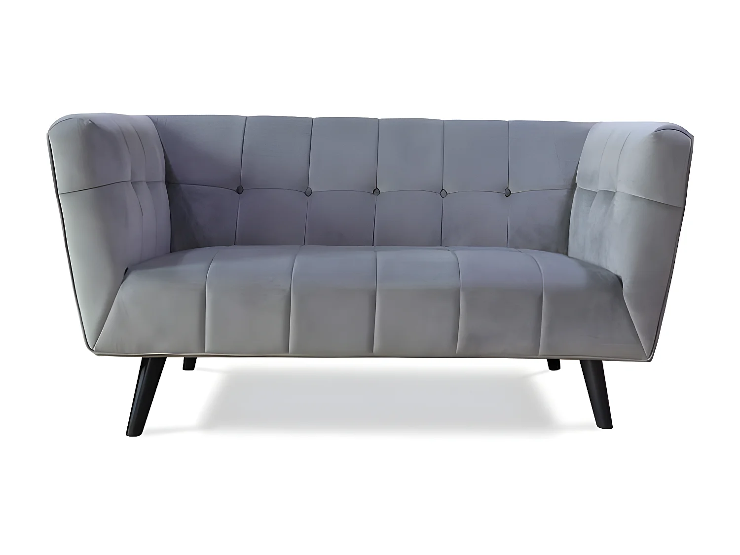 Canapé droit en velours 2 personnes Silvestre - 164x90x76cm - gris
