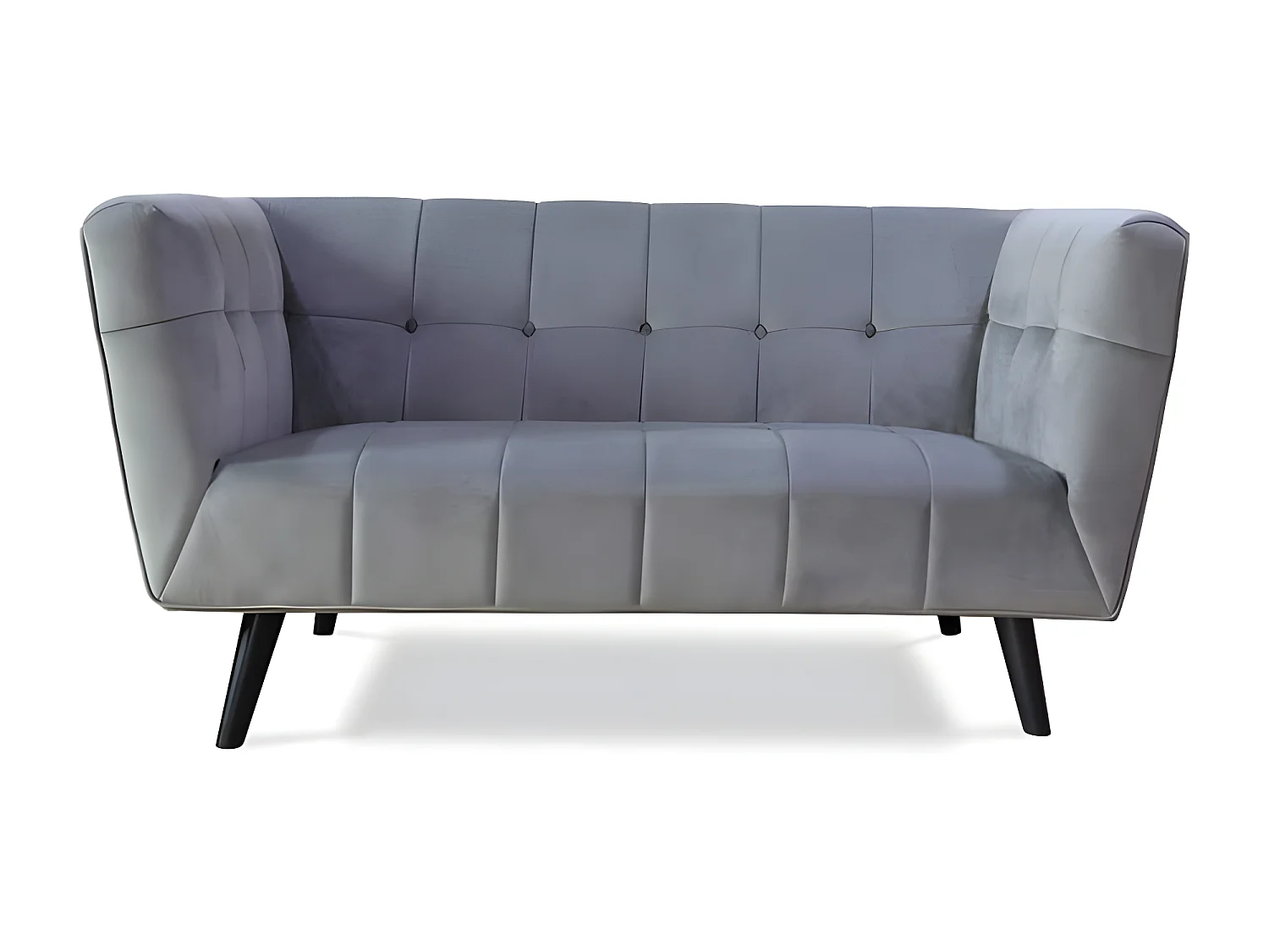 Canapé droit en velours 2 personnes Silvestre - 164x90x76cm - gris