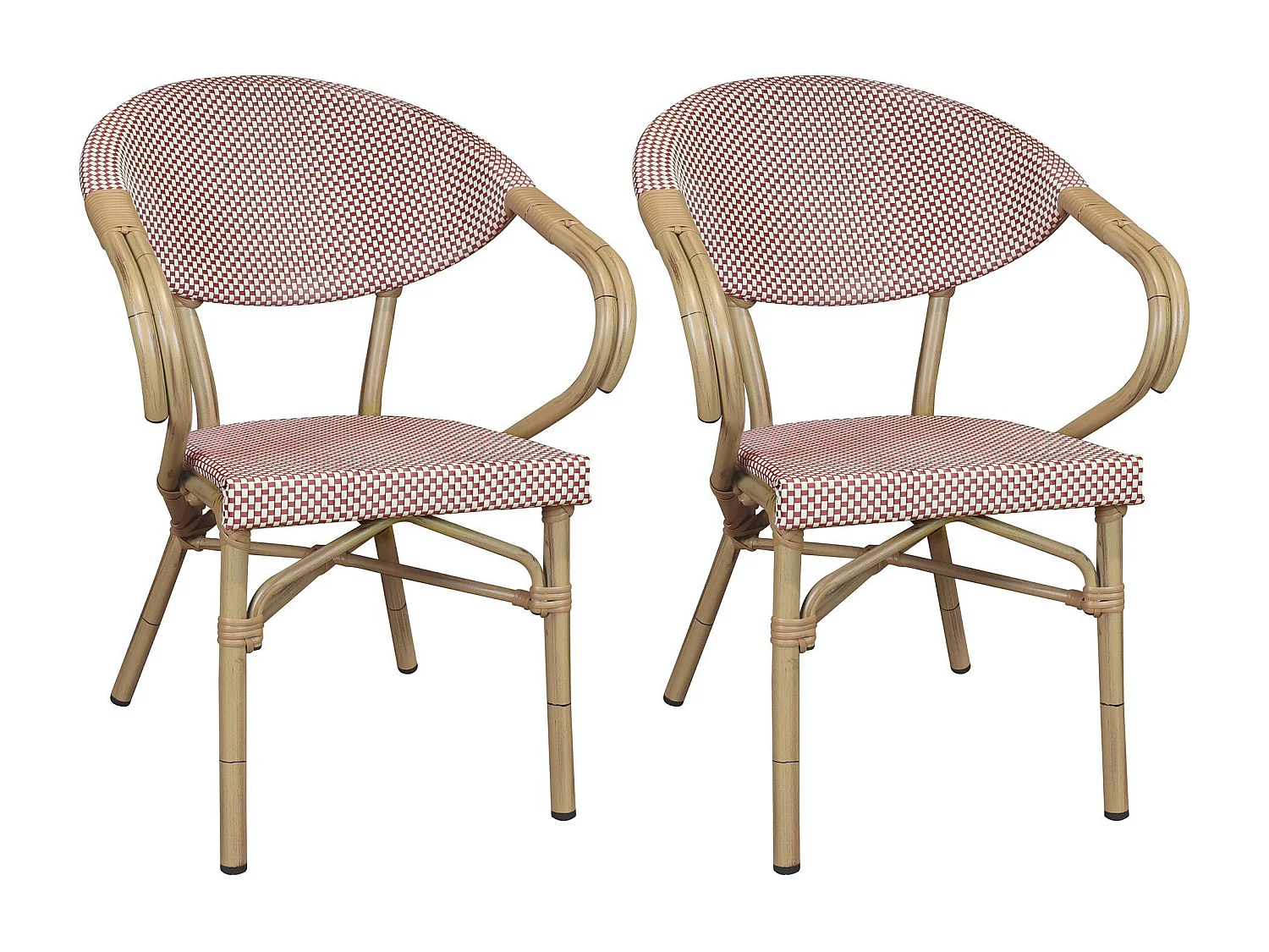 Now's Home - Lot De 2 Fauteuils De Table Rouge Et Structure En Aluminium Amalfi