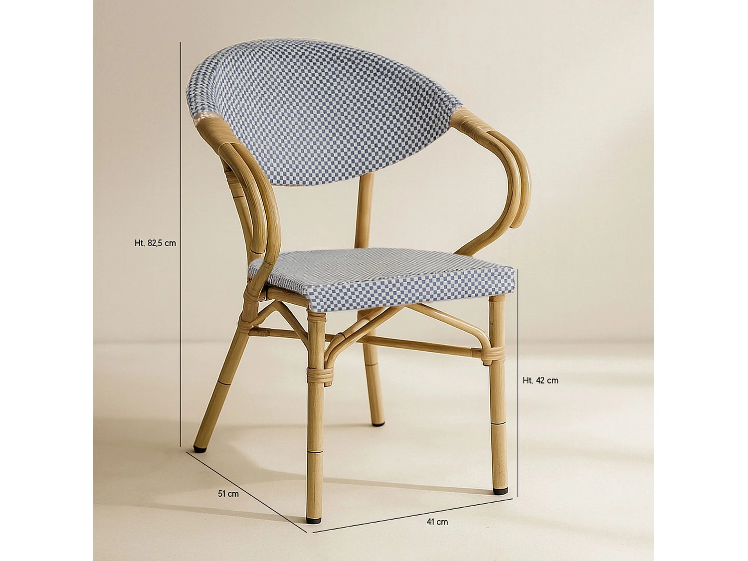 Now's Home - Lot De 2 Fauteuils De Table Bleu Et Structure En Aluminium Amalfi