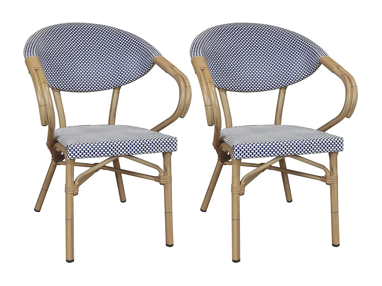 Now's Home - Lot De 2 Fauteuils De Table Bleu Et Structure En Aluminium Amalfi