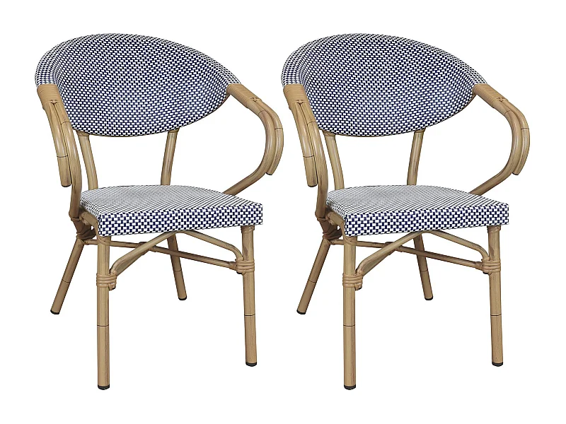 Now's Home - Lot De 2 Fauteuils De Table Bleu Et Structure En Aluminium Amalfi