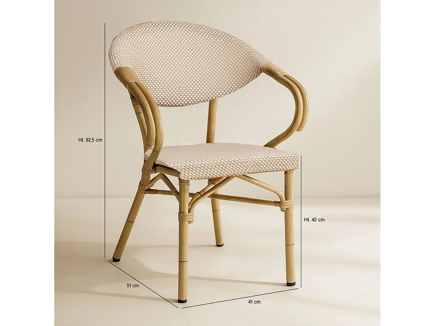 Now's Home - Lot De 2 Fauteuils De Table Beige Et Structure En Aluminium Amalfi