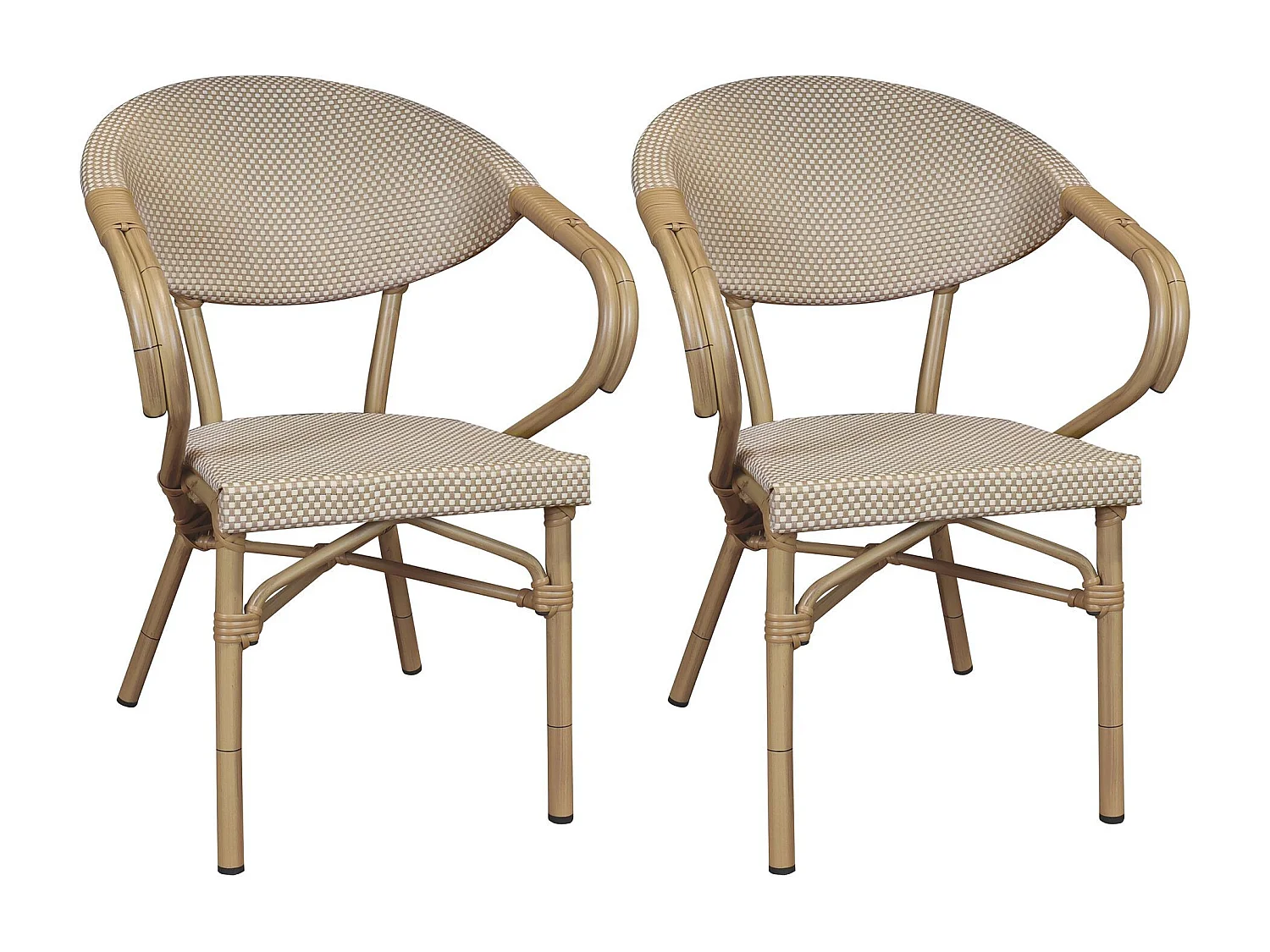 Now's Home - Lot De 2 Fauteuils De Table Beige Et Structure En Aluminium Amalfi