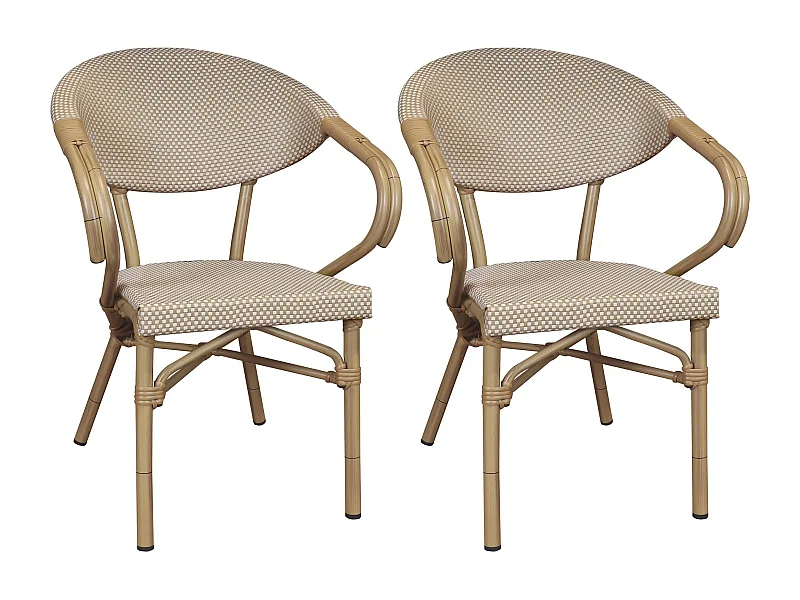 Now's Home - Lot De 2 Fauteuils De Table Beige Et Structure En Aluminium Amalfi