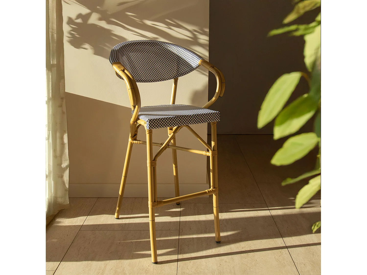 Now's Home - Lot De 2 Fauteuils De Bar En Textilene Bleu