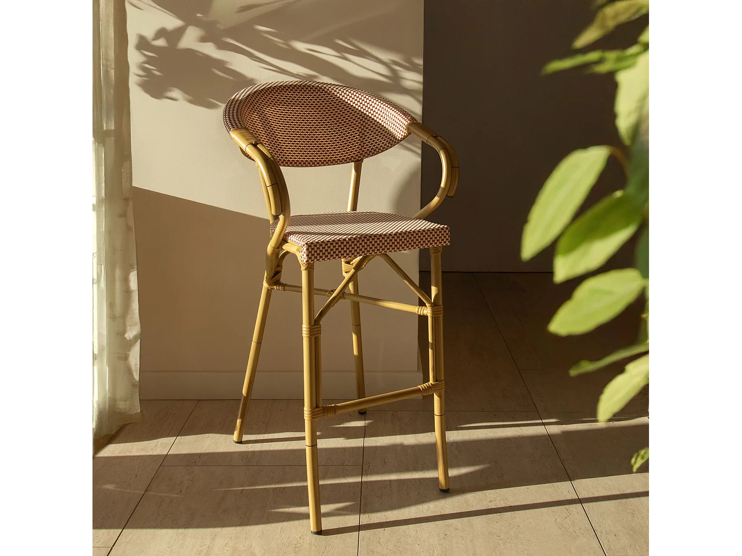 Now's Home - Lot De 2 Fauteuils De Bar En Textilene Rouge