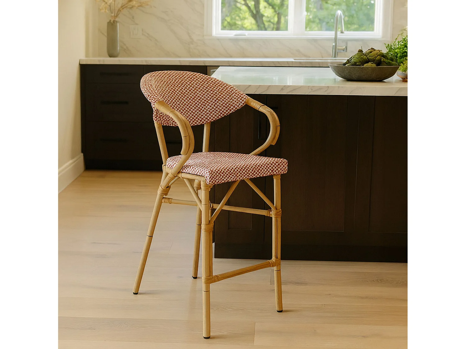 Now's Home - Lot De 2 Fauteuils De Bar En Textilene Rouge