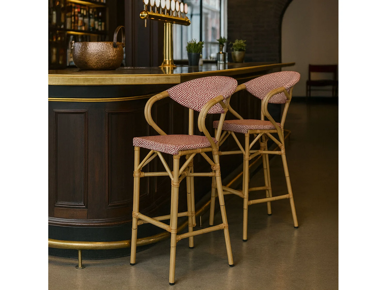 Now's Home - Lot De 2 Fauteuils De Bar En Textilene Rouge