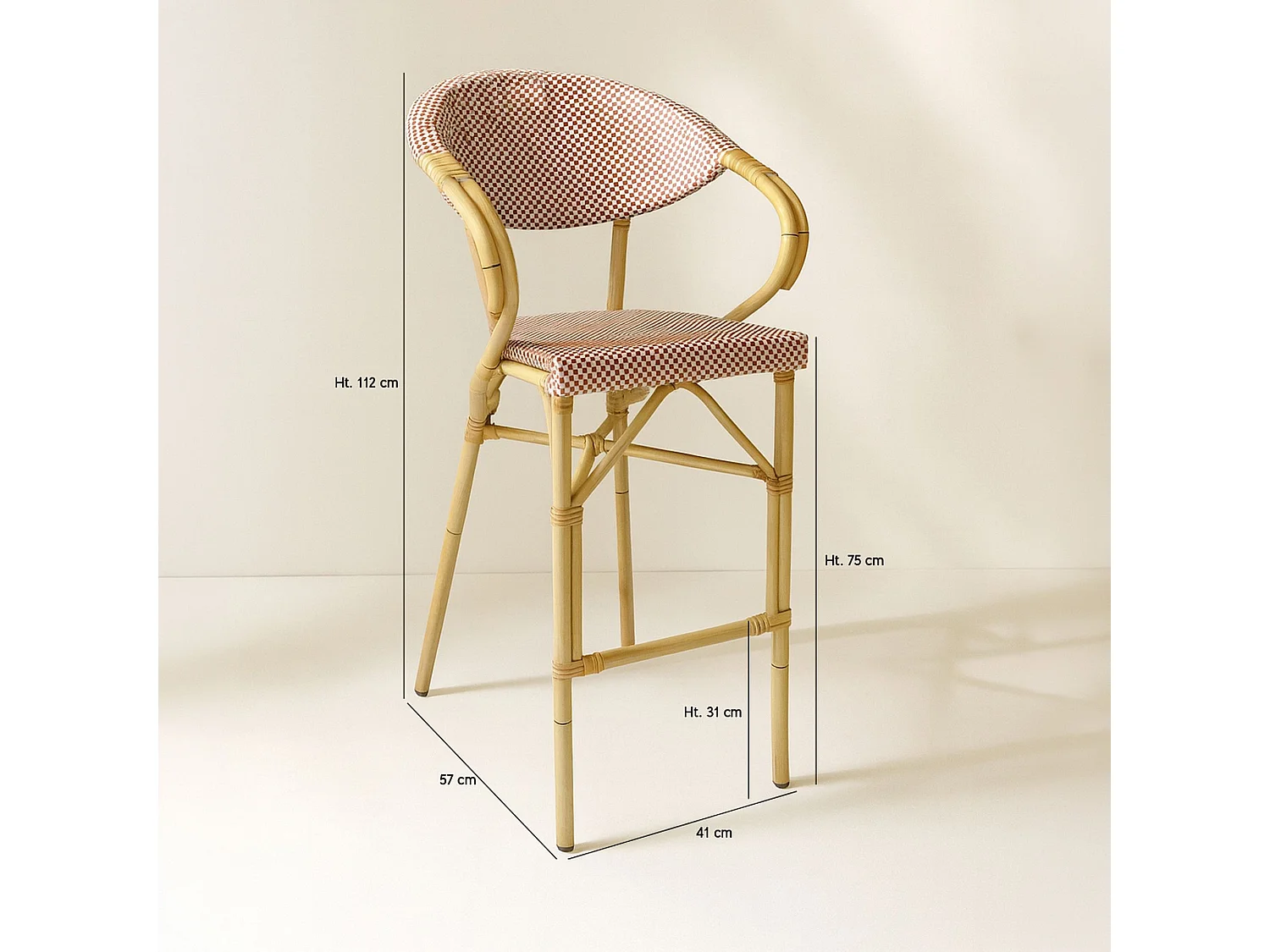 Now's Home - Lot De 2 Fauteuils De Bar En Textilène Rouge