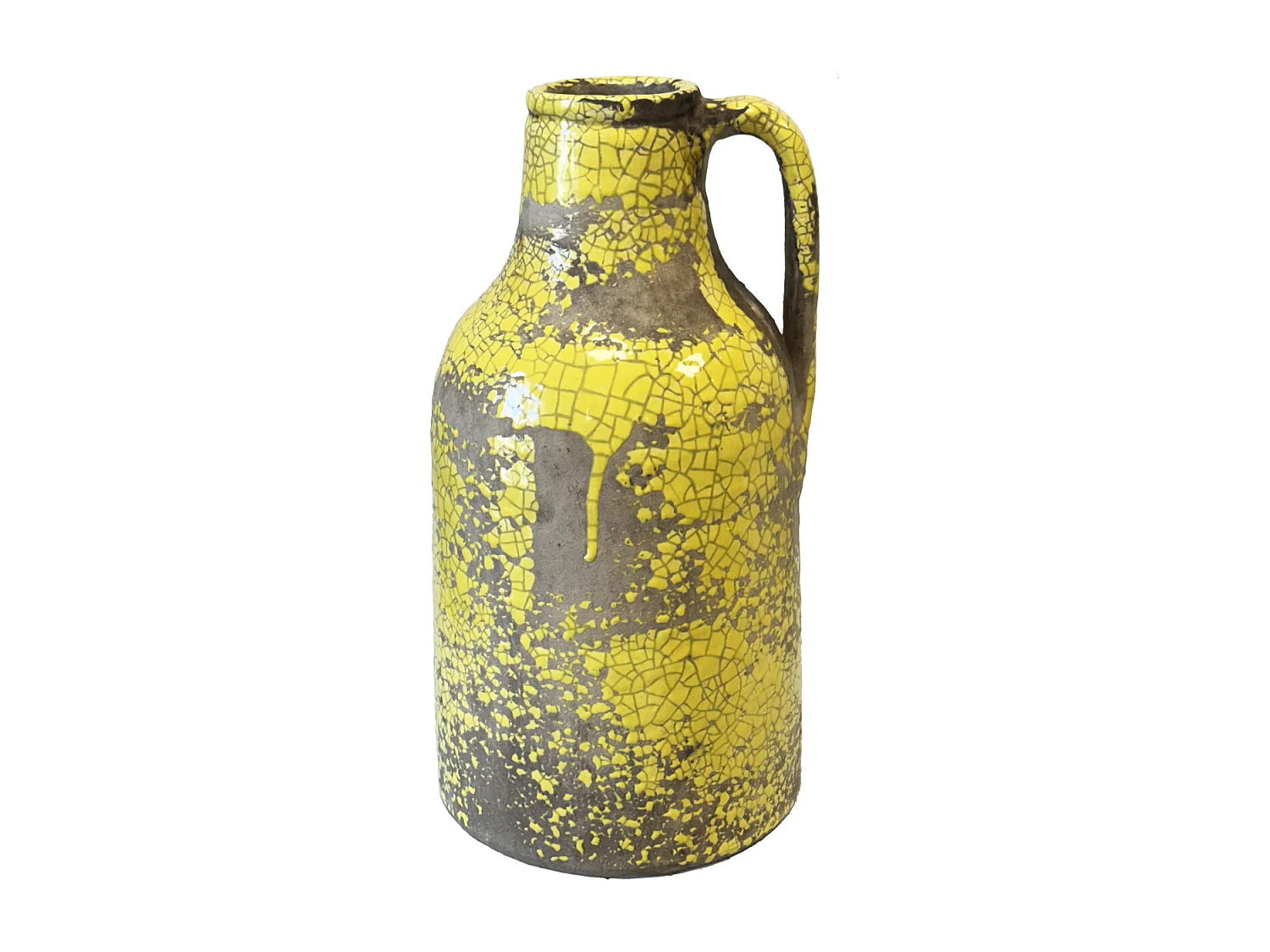 Vase artisanal en céramique jaune vitrifié 29 cm