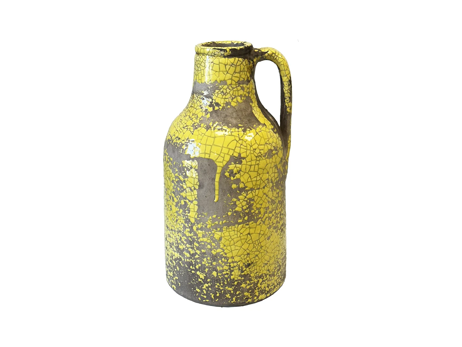 Vase artisanal en céramique jaune vitrifié 29 cm