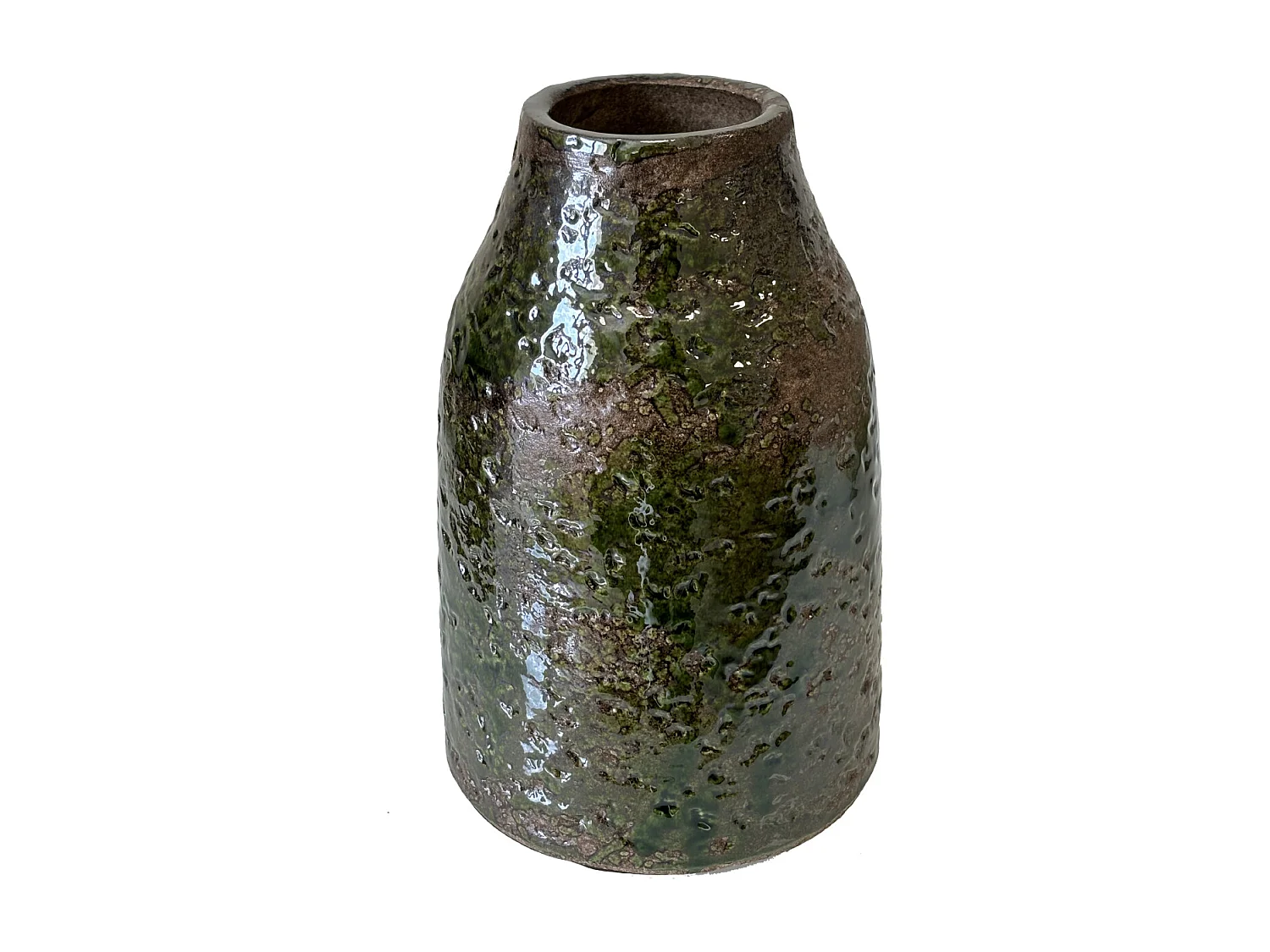 Vase artisanal vert vitrifié 22 cm