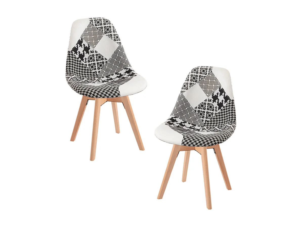 Packs Sillas Comedor - Pack 2 Sillas Synk Patchwork - Patchwork blanco y negro