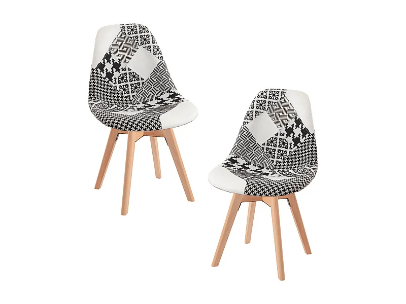 Packs Sillas Comedor - Pack 2 Sillas Synk Patchwork - Patchwork blanco y negro