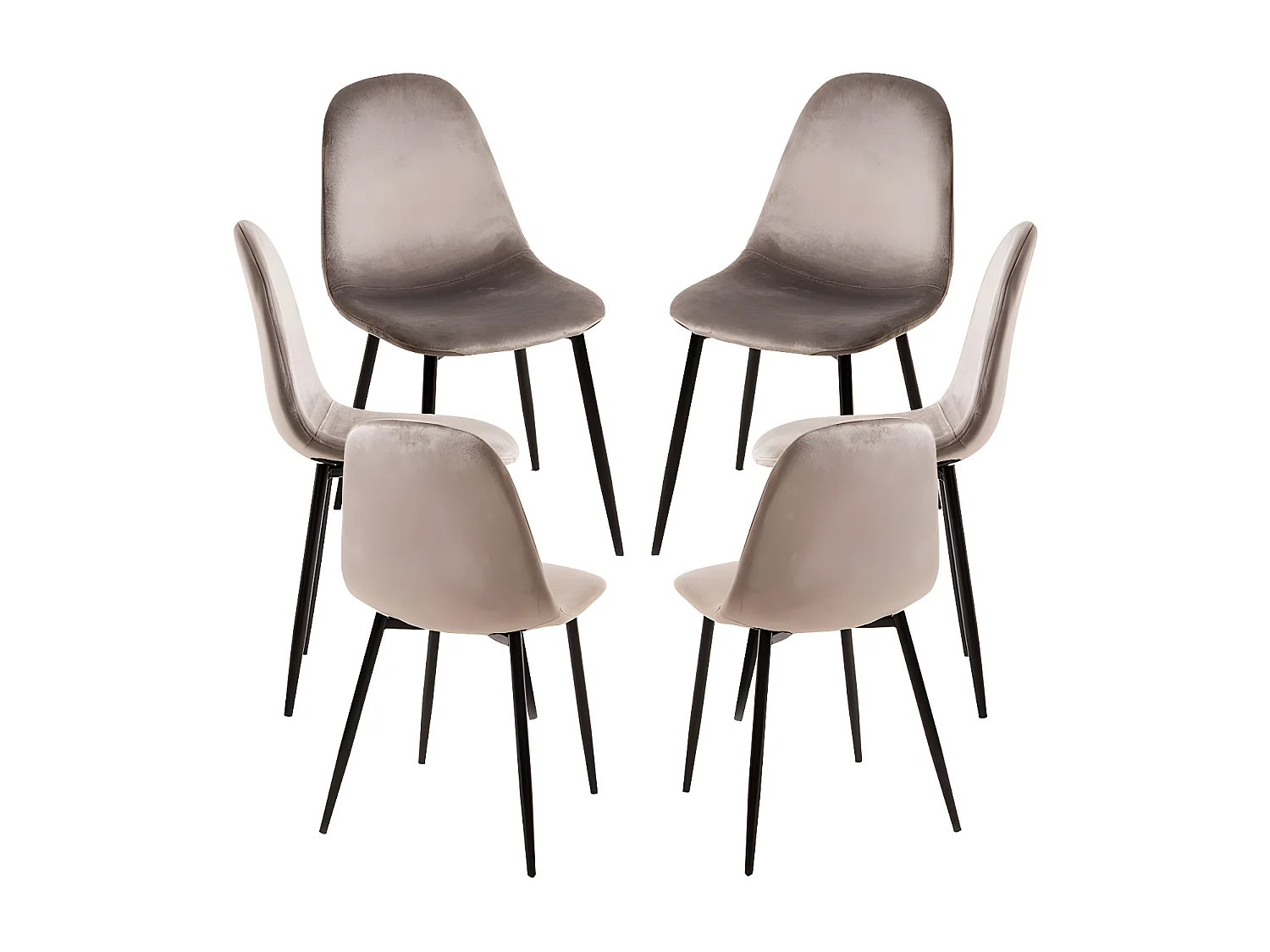 Packs Sillas Comedor - Pack 6 Sillas Teok Black Terciopelo - Gris claro
