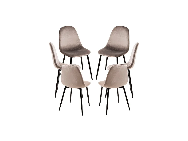 Packs Sillas Comedor - Pack 6 Sillas Teok Black Terciopelo - Gris claro