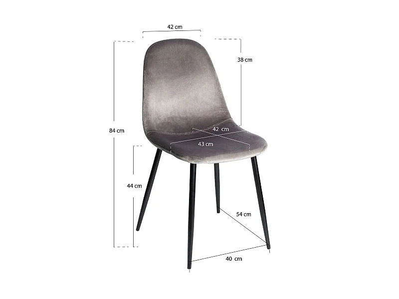 Packs Sillas Comedor - Pack 6 Sillas Teok Black Terciopelo - Gris claro