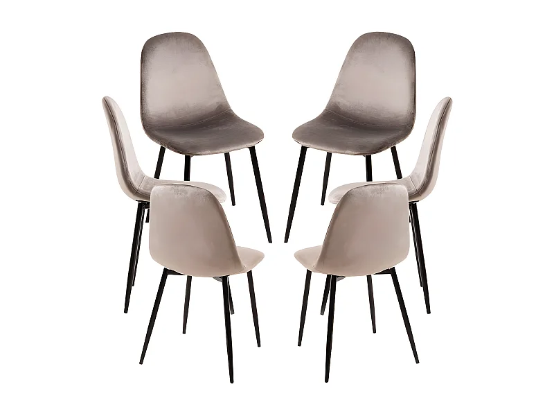 Packs Sillas Comedor - Pack 6 Sillas Teok Black Terciopelo - Gris claro