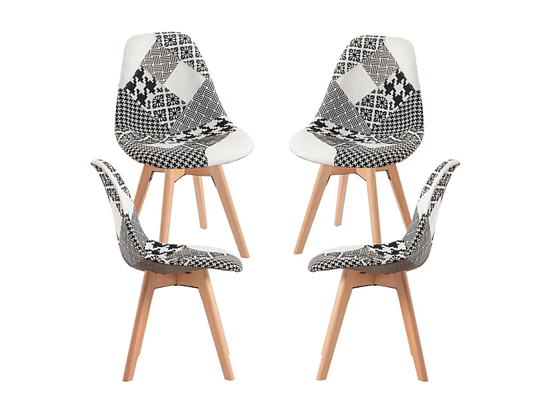 Packs Sillas Comedor - Pack 4 Sillas Synk Patchwork - Patchwork blanco y negro