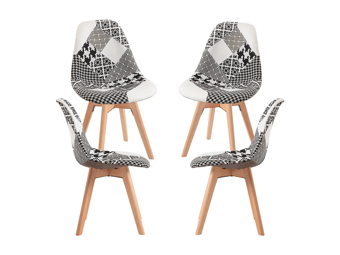 Packs Sillas Comedor - Pack 4 Sillas Synk Patchwork - Patchwork blanco y negro