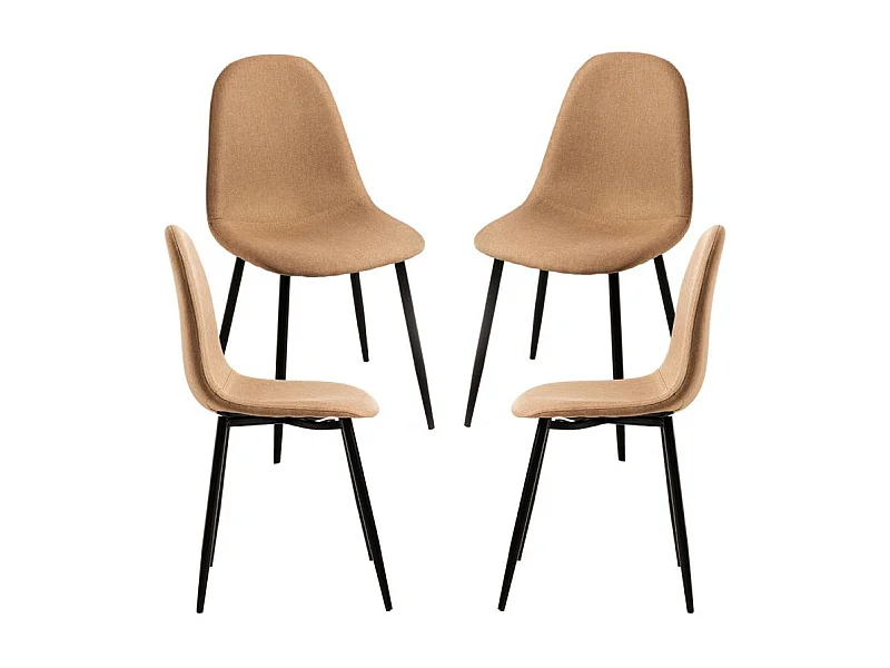 Packs Sillas Comedor - Pack 4 Sillas Black Teok Tela - Marrón arena