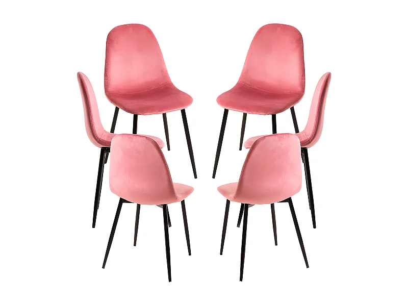 Packs Sillas Comedor - Pack 6 Sillas Teok Black Terciopelo - Rosa