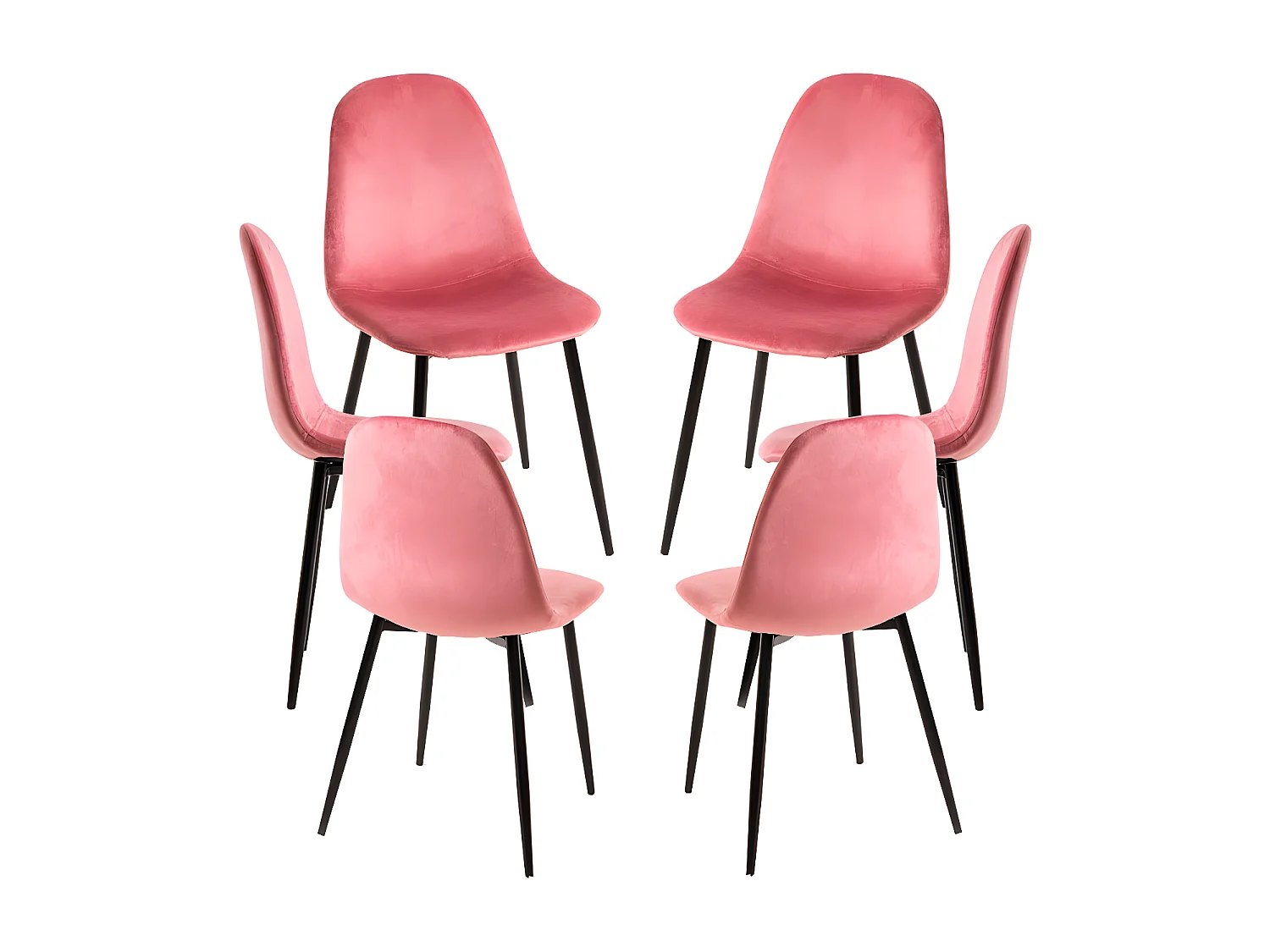 Packs Sillas Comedor - Pack 6 Sillas Teok Black Terciopelo - Rosa