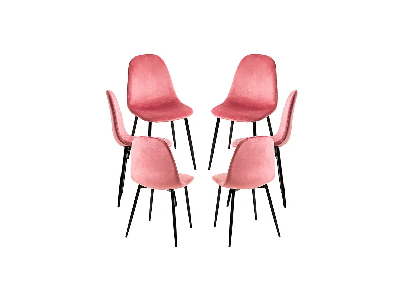 Packs Sillas Comedor - Pack 6 Sillas Teok Black Terciopelo - Rosa