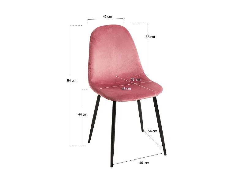 Packs Sillas Comedor - Pack 6 Sillas Teok Black Terciopelo - Rosa